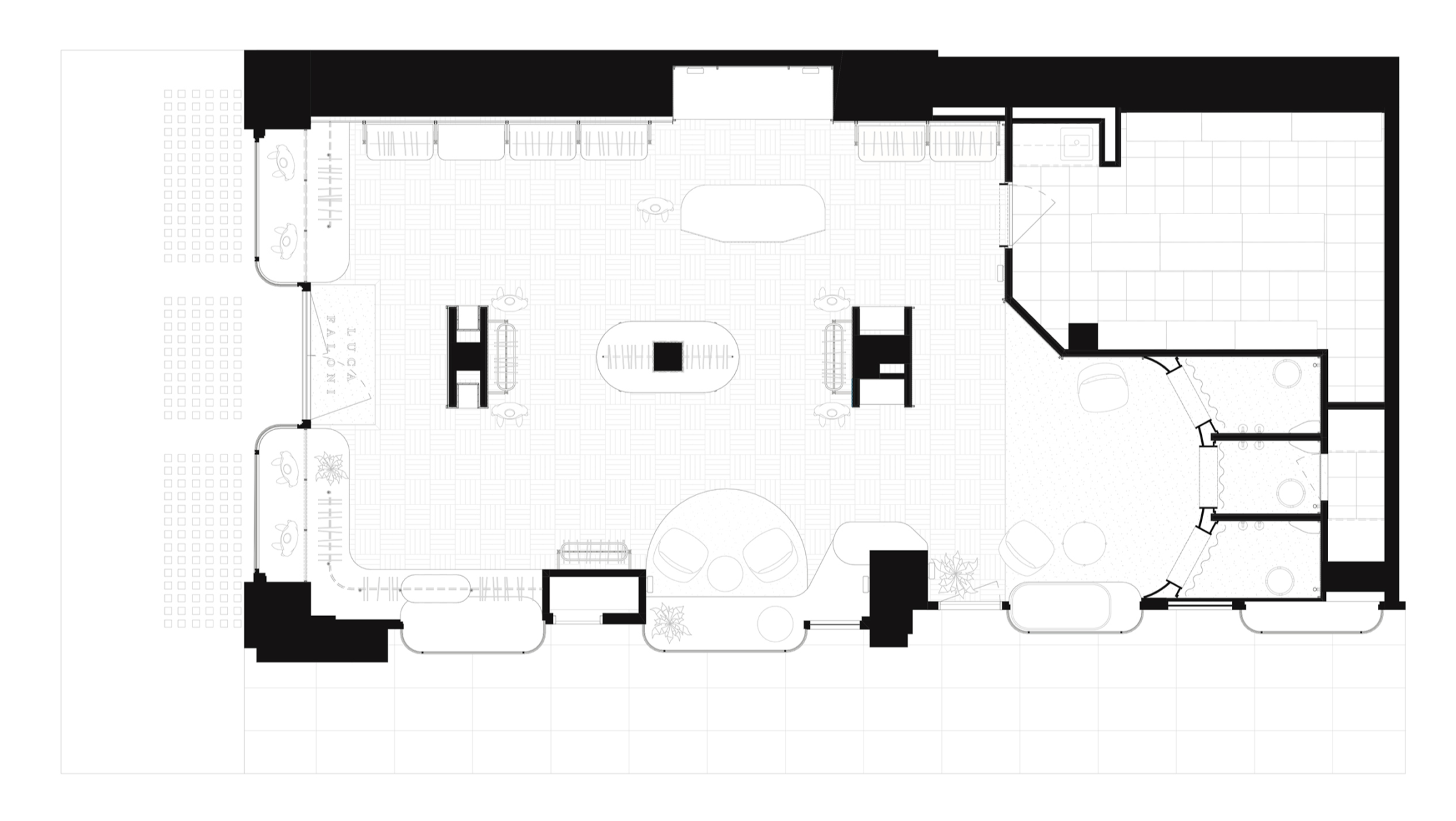 Architectural plan of a menswear shop.